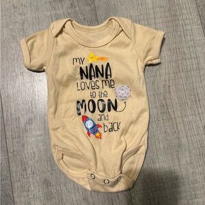 Cream Baby Onesie with Moon and Rocket Design, “My Nana Loves me..”